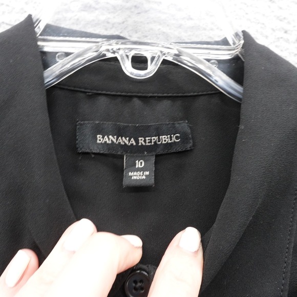 Banana Republic Long Sleeve Shirt Dress Size  10 Black Womens Classic Career - Picture 5 of 13